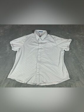 7 Diamonds Men's Light Blue Micro-Pattern Short Sleeve Button-Down Shirt-XL